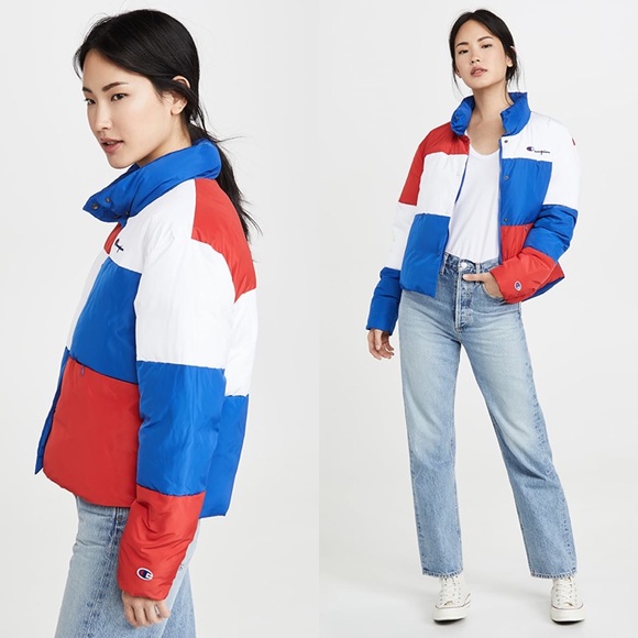 champion colour block puffer jacket